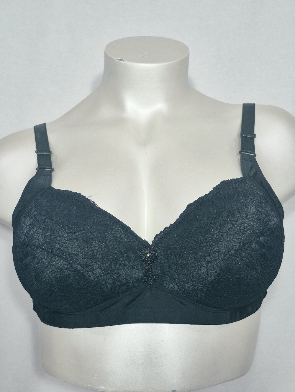 42C Prima Valentina 891277FF Lace Covered Wire Free Bra Black NWOT